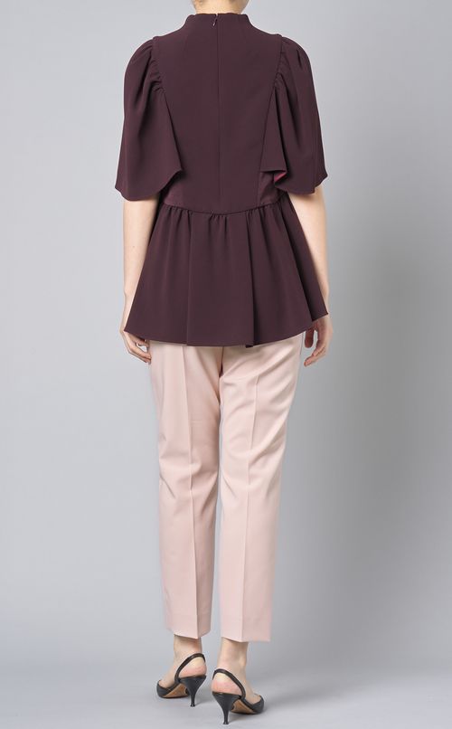 パール付ギャザースリーブブラウス