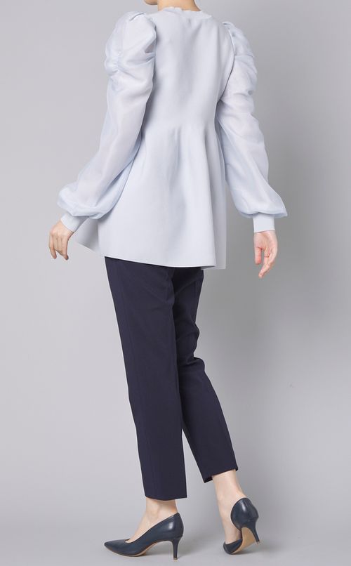 異素材コンビペプラムニット