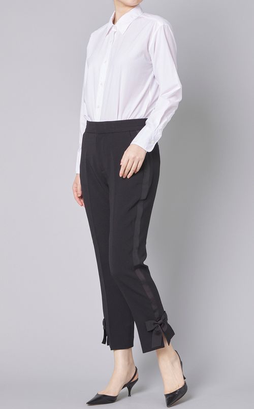 ツイルボウ付ラインクロップドパンツ