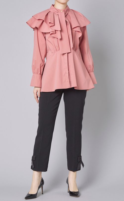 ツイルボウ付ラインクロップドパンツ