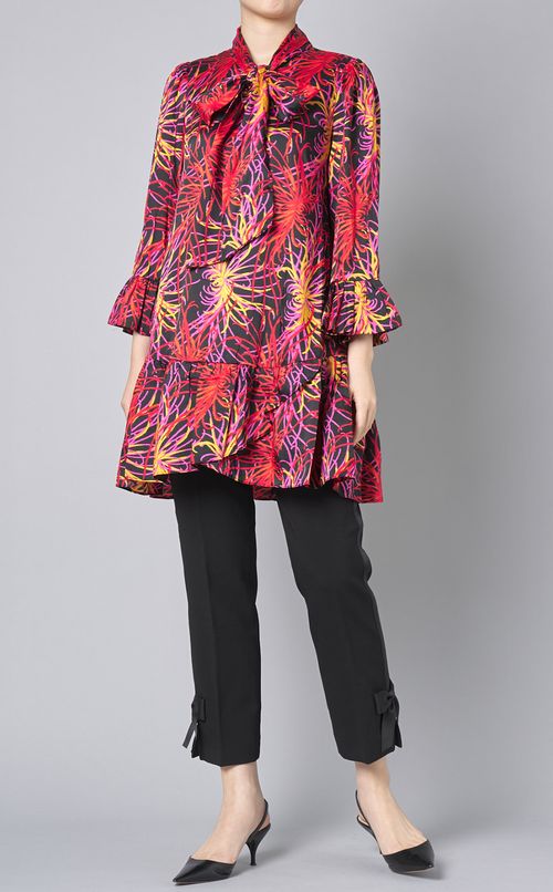 ツイルボウ付ラインクロップドパンツ