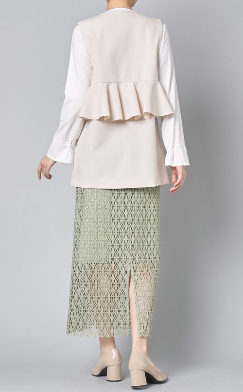 ノーカラーサイドフリルジレ