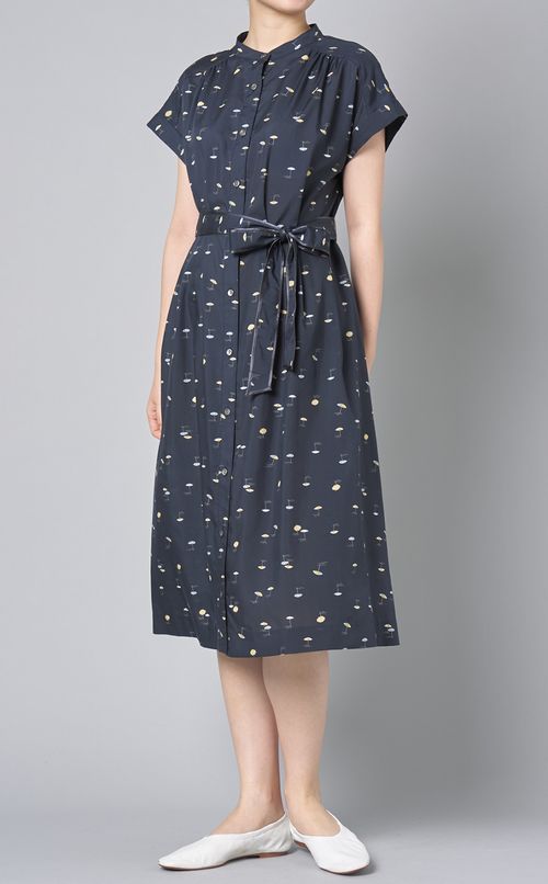 パラソルプリン卜コットンシャツワンピース