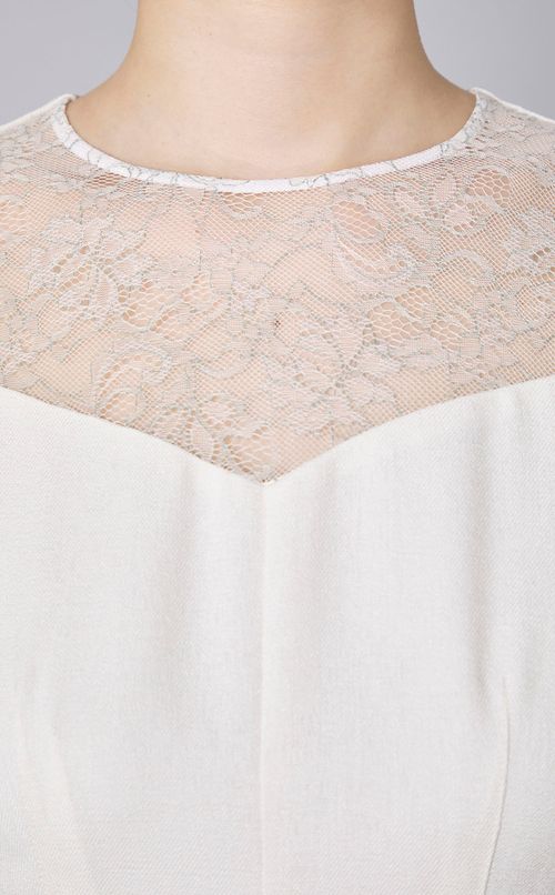 オープンショルダーレースドレス