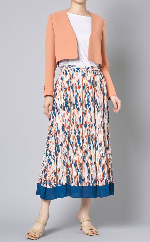 ボタニカルプリントプリーツスカート