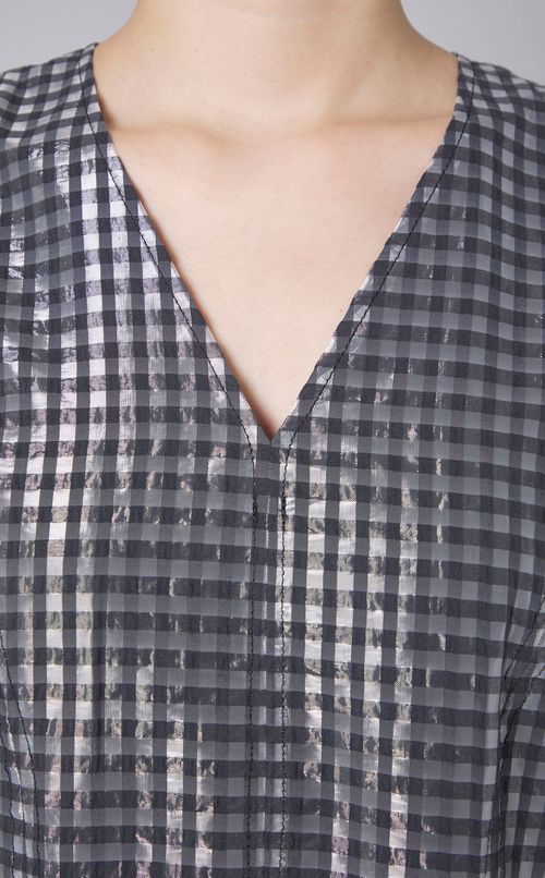 シアーギンガムノースリーブワンピース