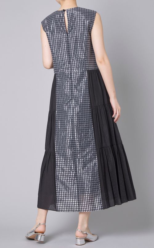 シアーギンガムノースリーブワンピース