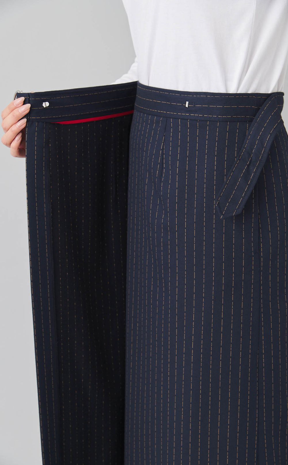 ピンストライプランダムプリーツスカー卜