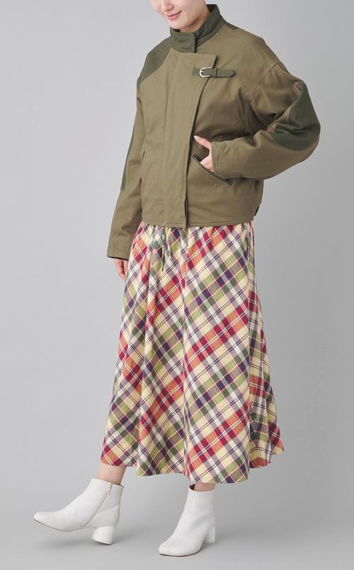 コットン配色ショートブルゾン