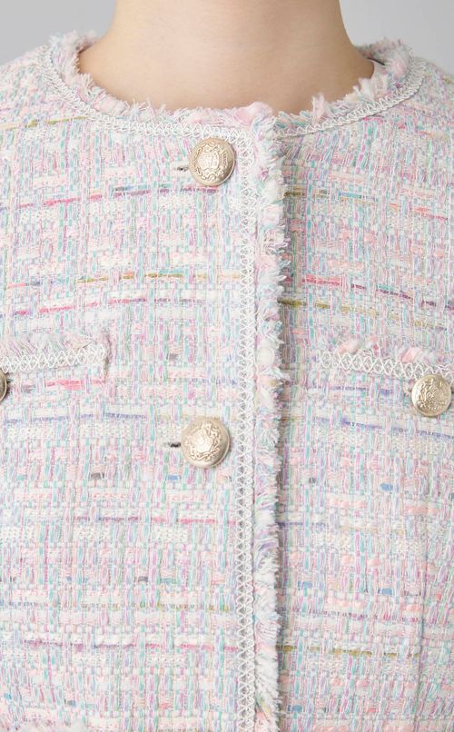 ノーカラーツイードジャケット