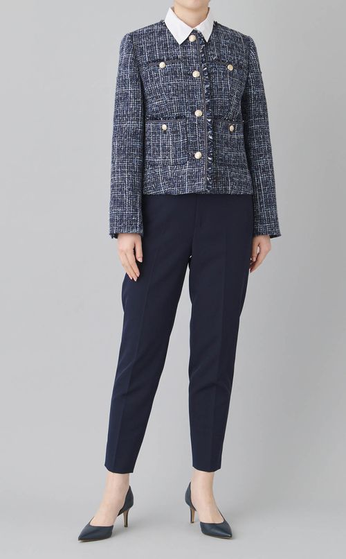 ノーカラーツイードジャケット