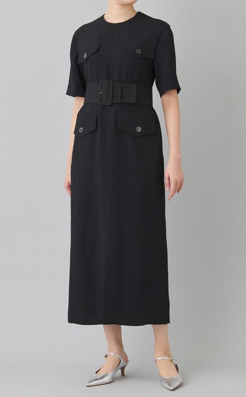 フロントポケットベルテッドワンピース