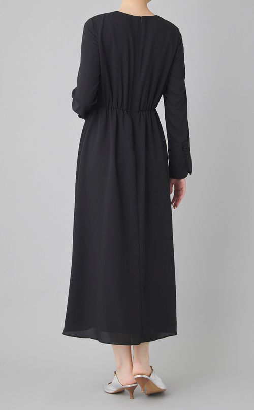 【ブラックフォーマル】ギャザーワンピース