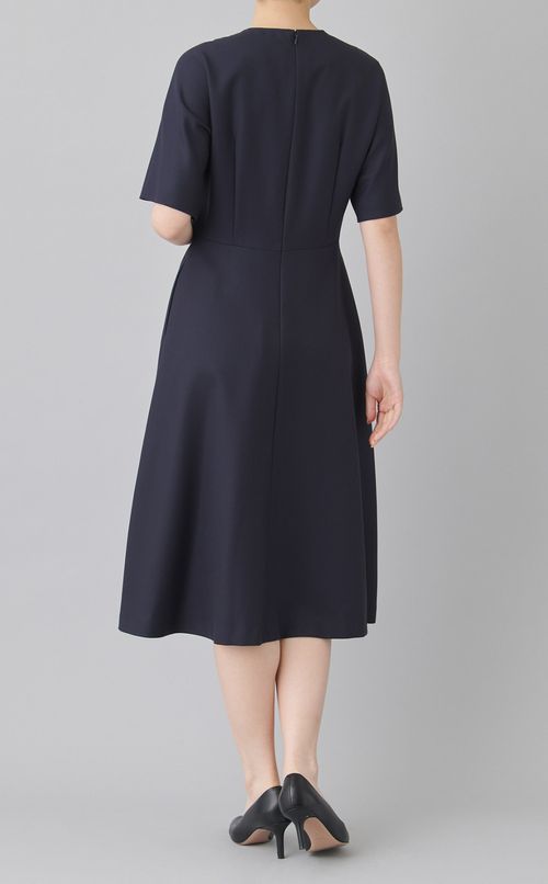 ウールハーフスリーブフレアワンピース