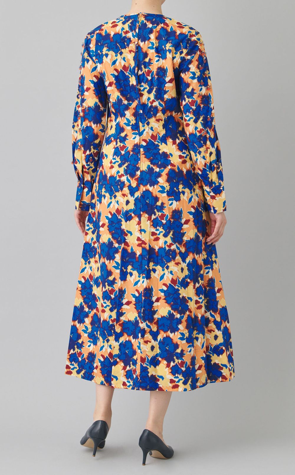 フラワープリントギャザーワンピース