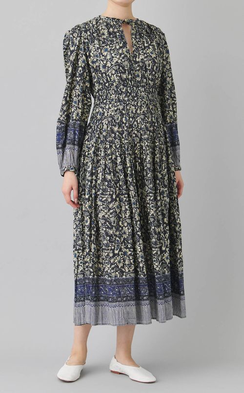 ミニフラワープリントスモックワンピース