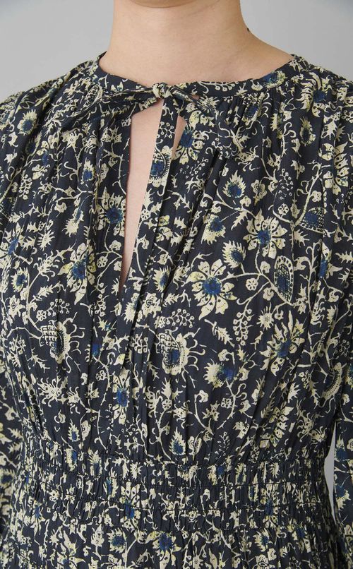 ミニフラワープリントスモックワンピース