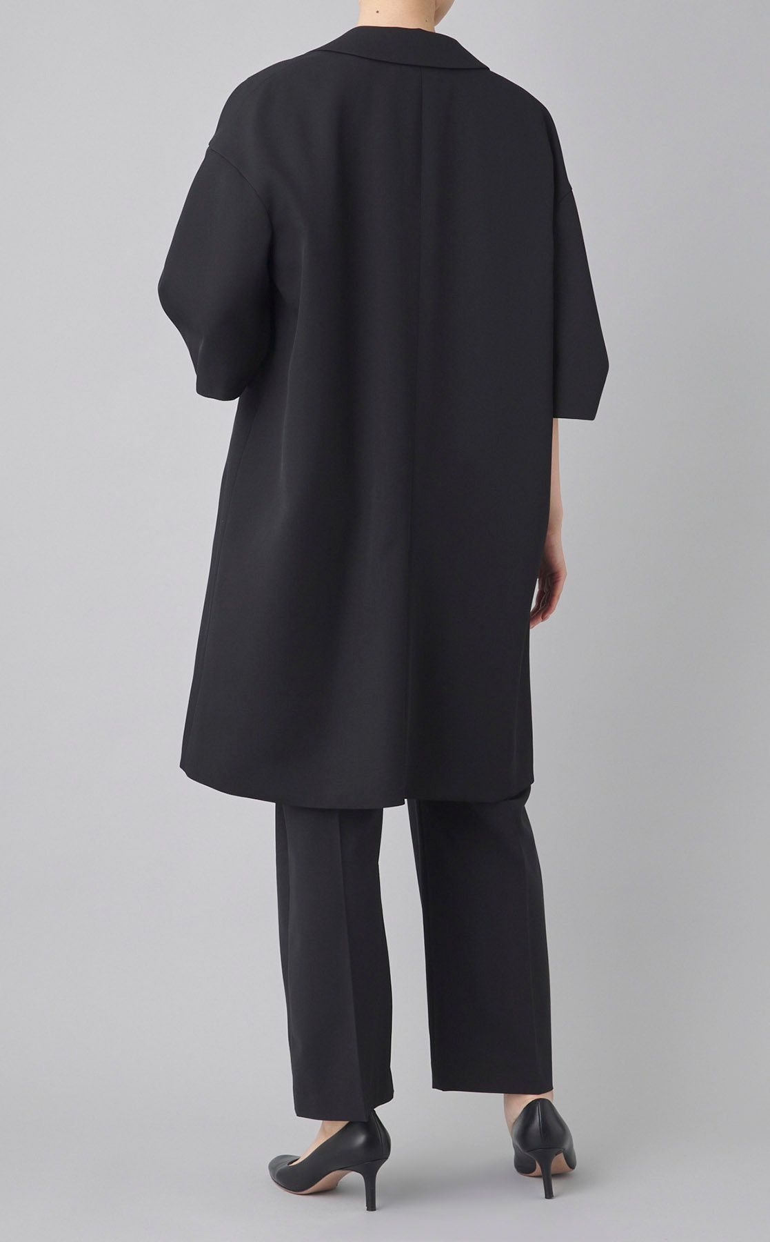 【良好】near.nippon ウール　コート　38 カシミヤ混　ドッキング　紺 良好】near.nippon ウール コート 38 カシミヤ混 ドッキング 紺
