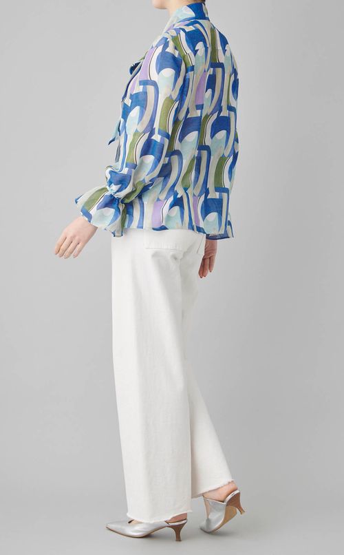 オプティカルプリントボウタイブラウス