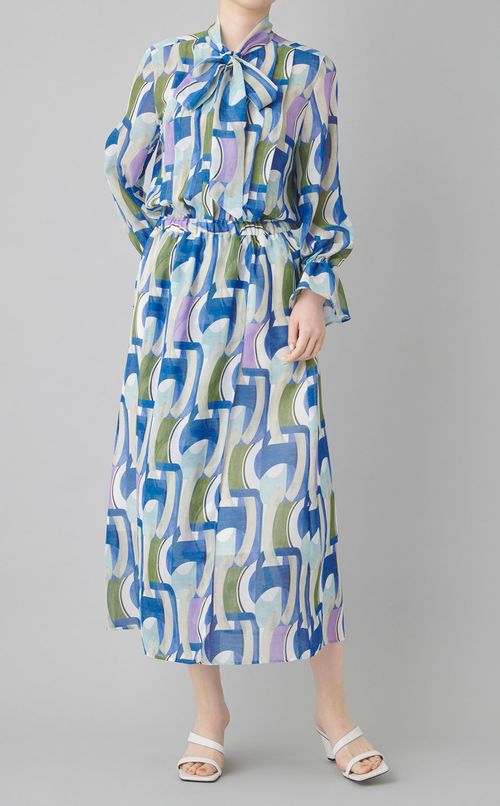 オプティカルプリントボウタイブラウス