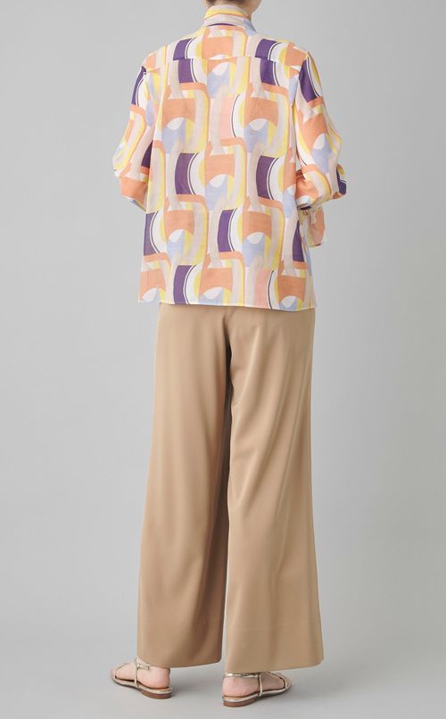 オプティカルプリントボウタイブラウス