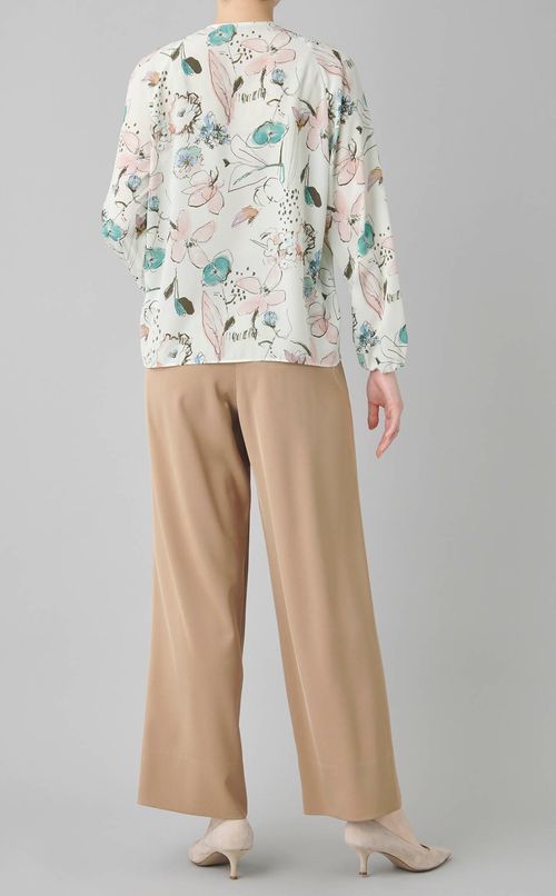 フラワーパイピングリボンブラウス