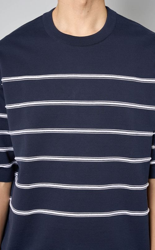 ロープボーダークルーネックニット