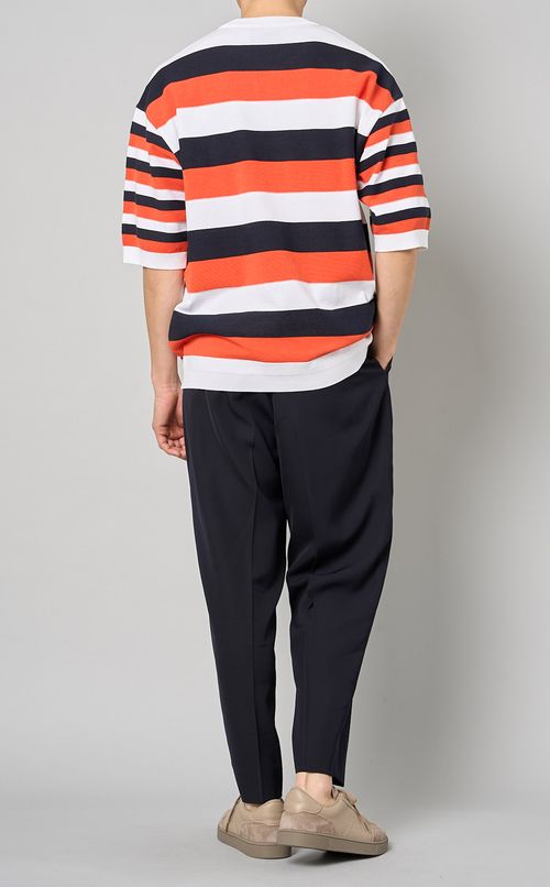 コットンナイロンボーダーニット