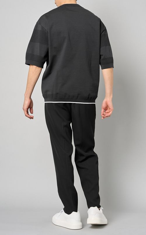 シャドーボーダークルーネックニット