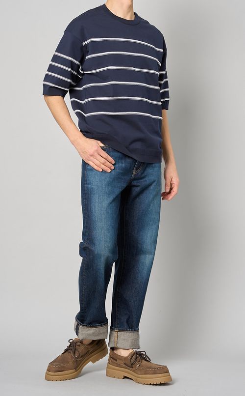 ロープボーダークルーネックニット