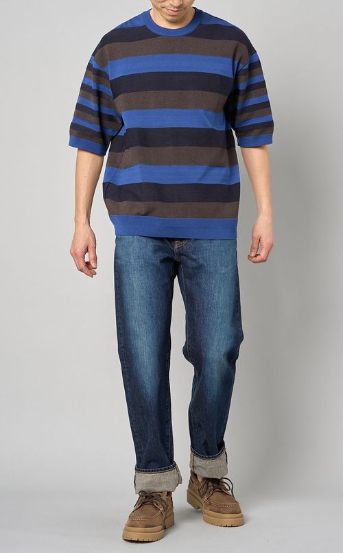 コットンナイロンボーダーニット