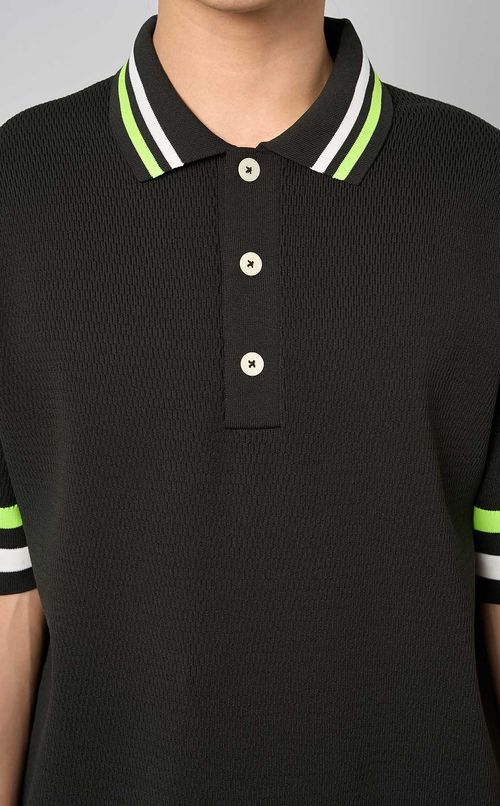 【手洗い可】サーマルニットポロシャツ