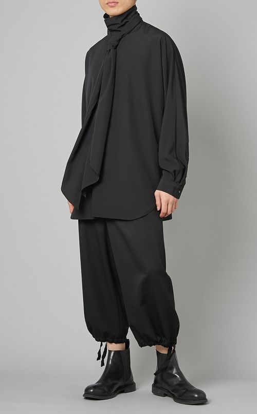 裾紐クロップドワイドパンツ