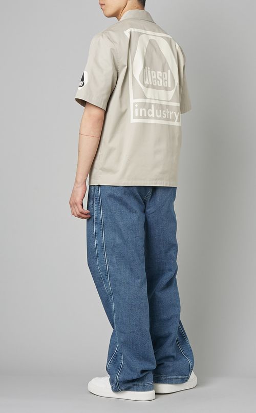 コットンツイルバックプリントシャツ