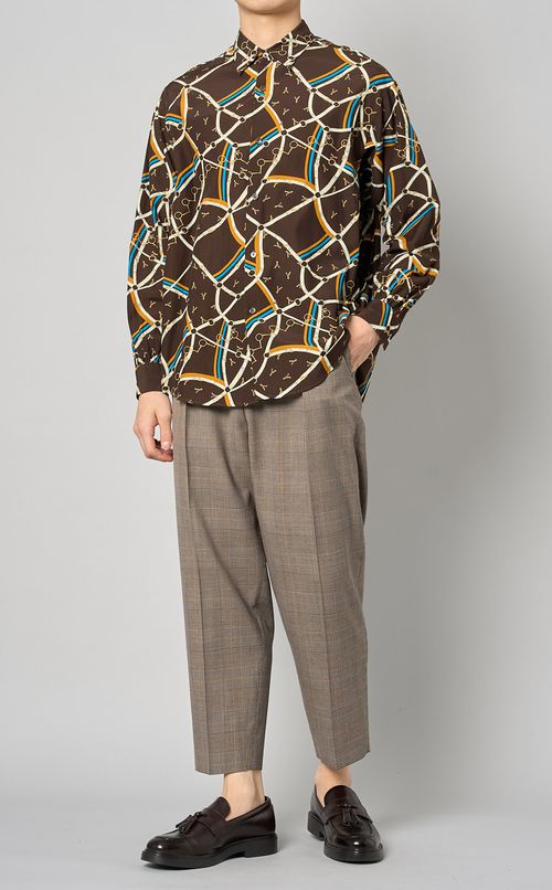 レーヨンコットンプリントシャツ