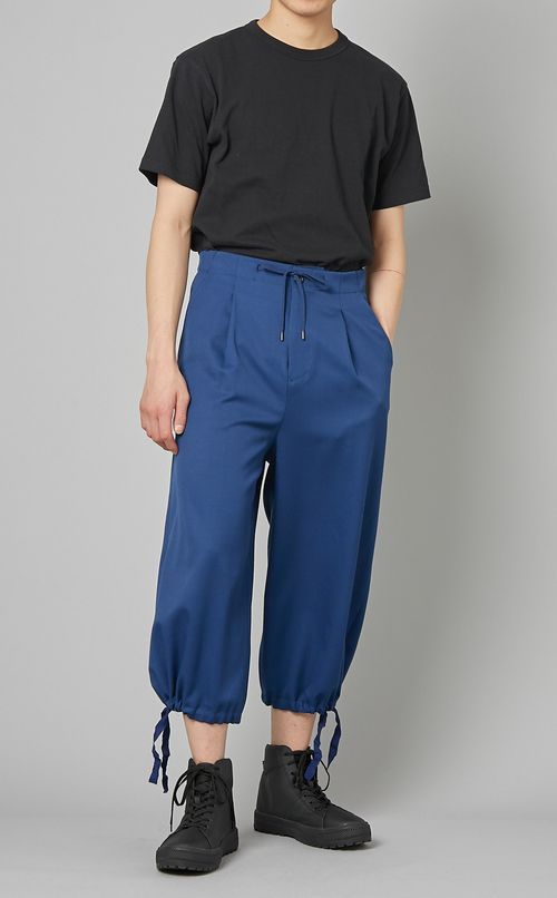 裾紐クロップドワイドパンツ