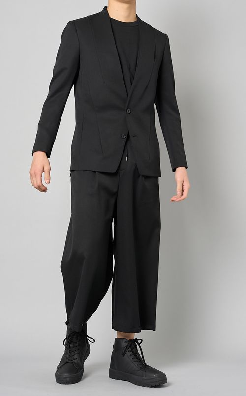 ノーカラーウールジャケット