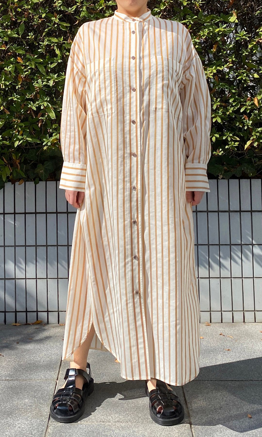 SACRA｜コットンシルクストライプワンピース