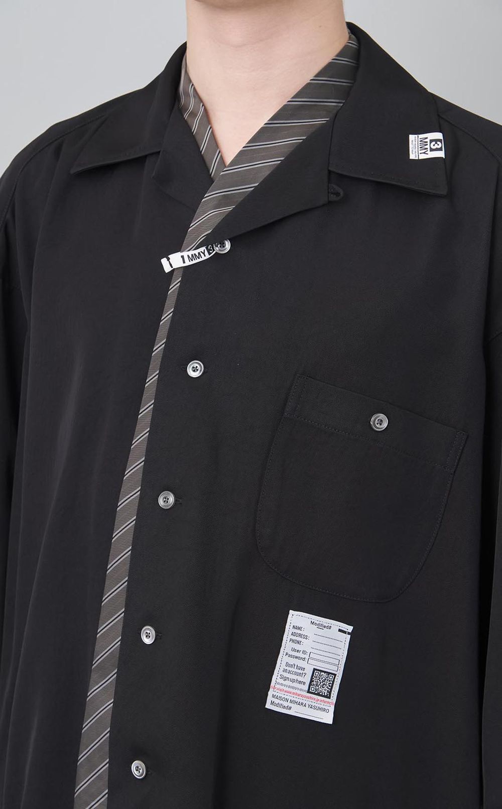 アタッチドタイオープンカラーシャツ