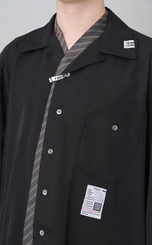 アタッチドタイオープンカラーシャツ