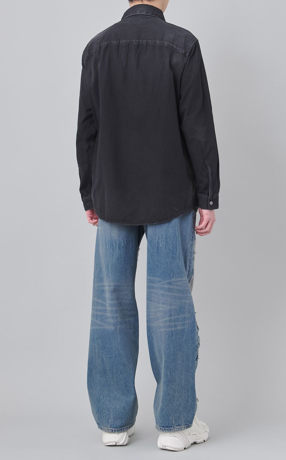 ブラックデニムロングスリーブシャツ