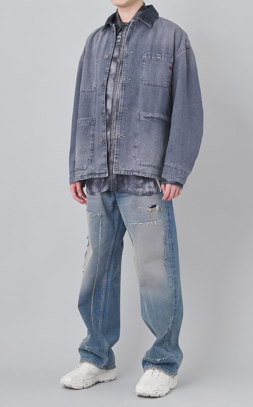 ダメージニーワイドデニムパンツ