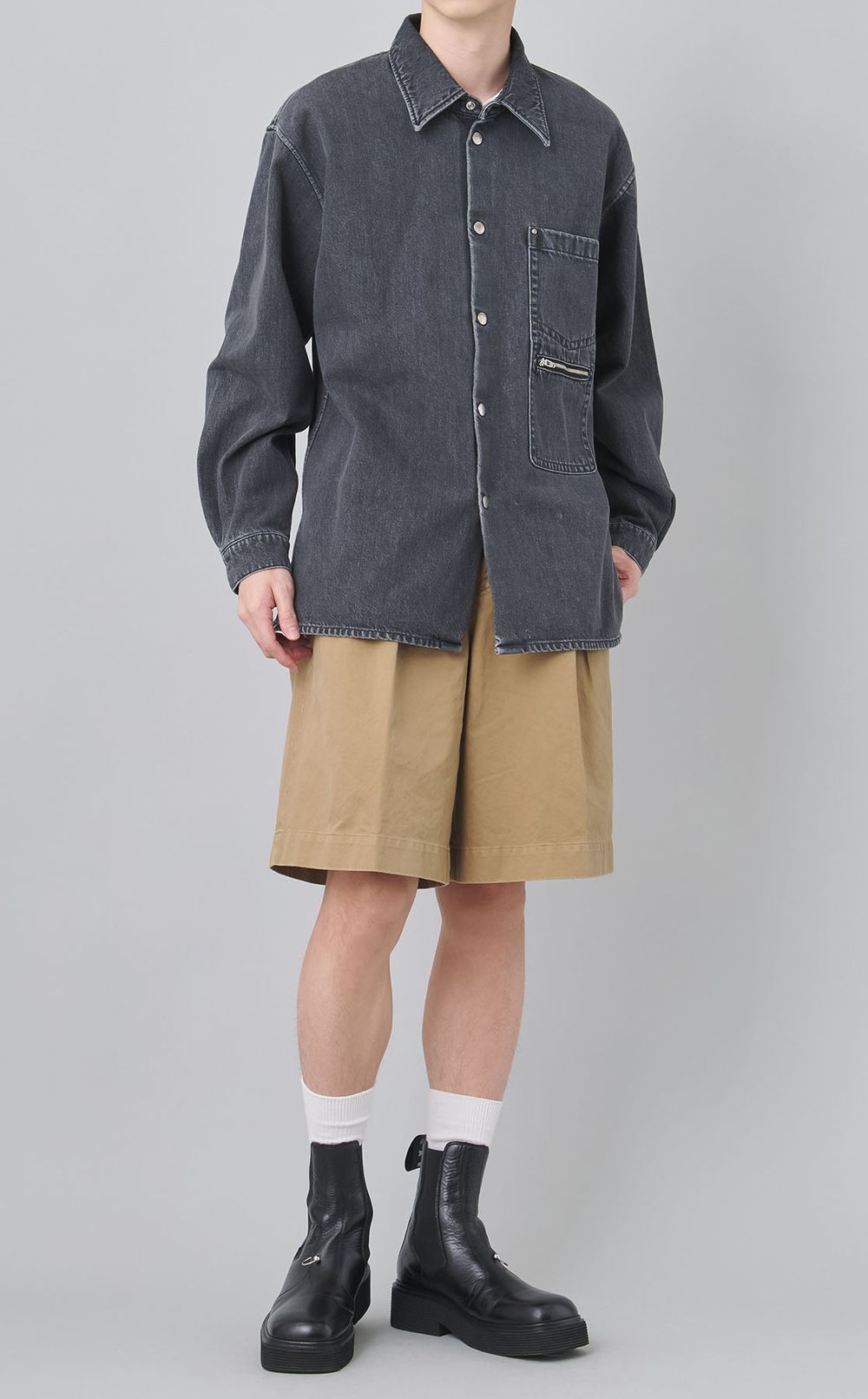 コネクトポケットフェードデニムシャツ