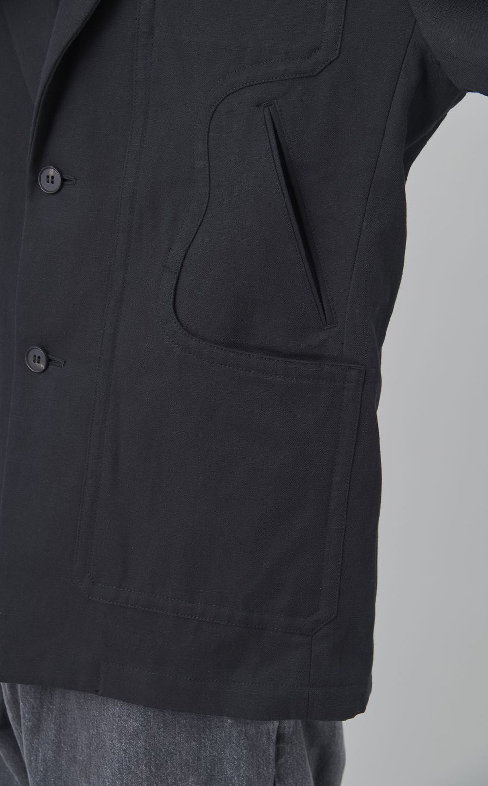 コットンリネン2ボタンワークジャケット