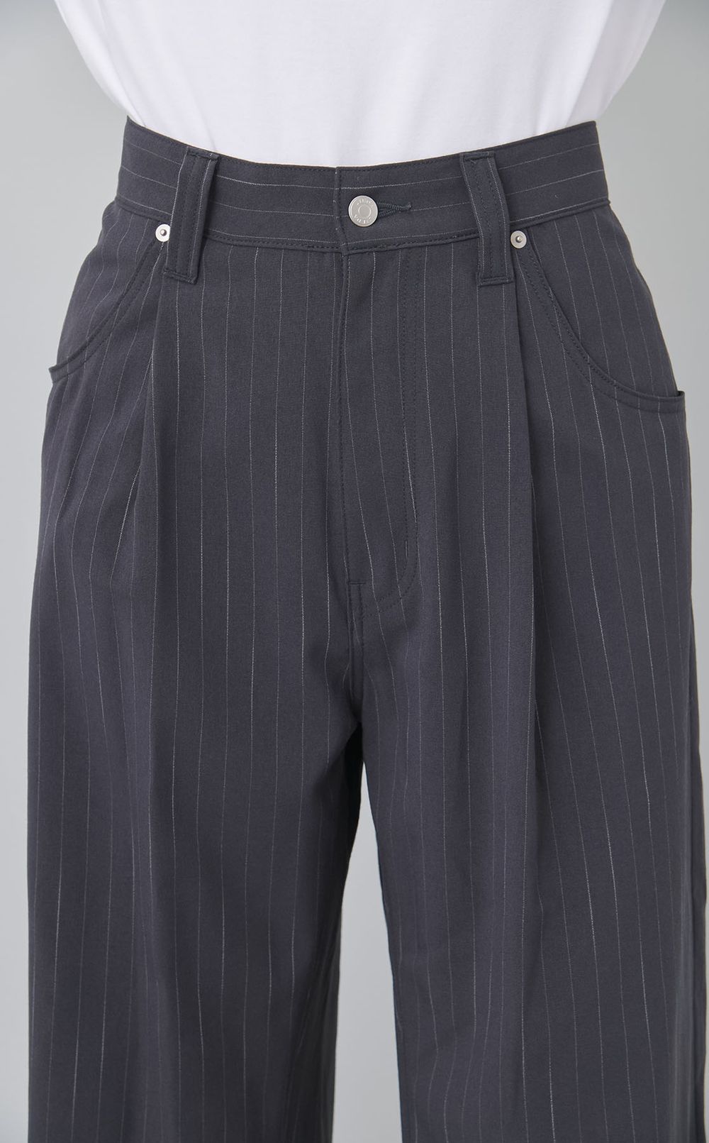 ストライプワイドワンタックパンツ