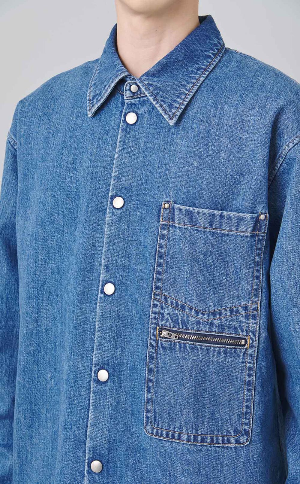 コネクトポケットフェードデニムシャツ