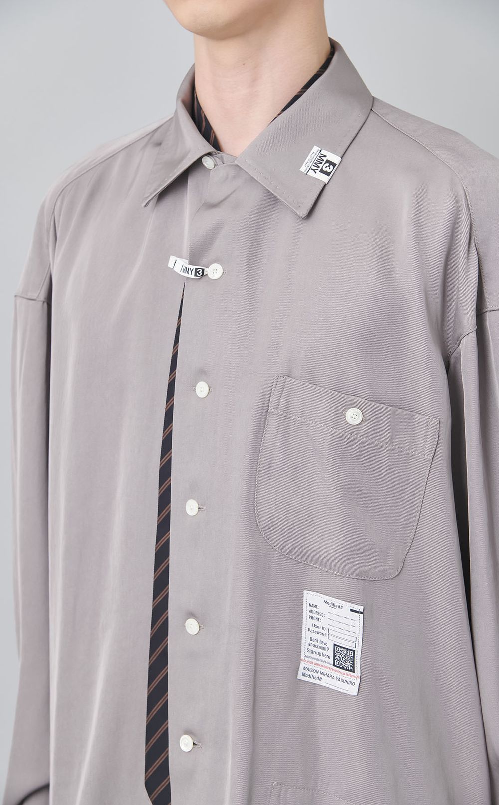 アタッチドタイオープンカラーシャツ