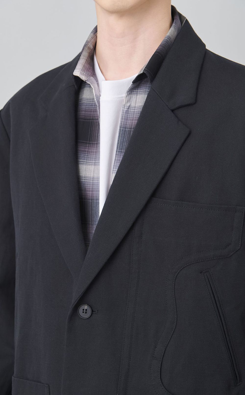 コットンリネン2ボタンワークジャケット