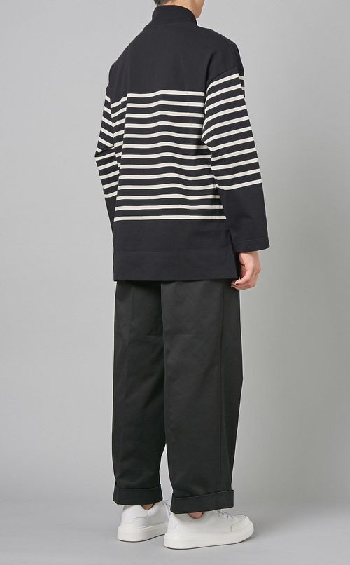 ボーダーハイネックシャツ