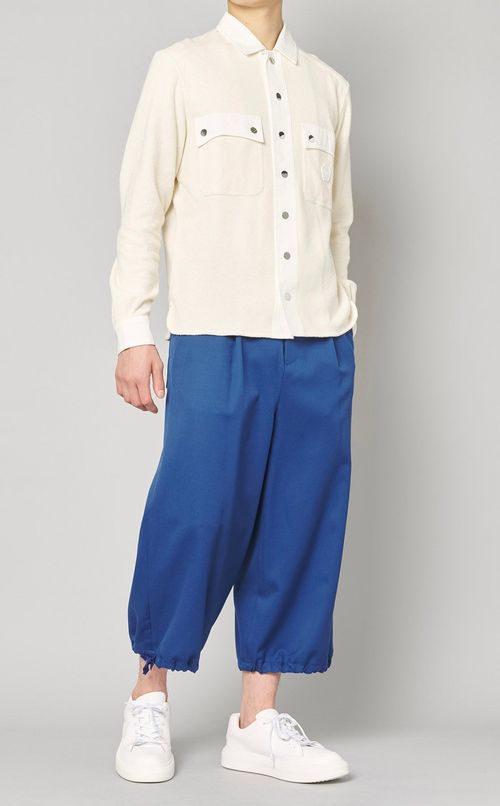 裾紐クロップドワイドパンツ